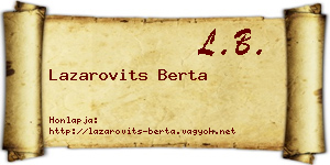 Lazarovits Berta névjegykártya